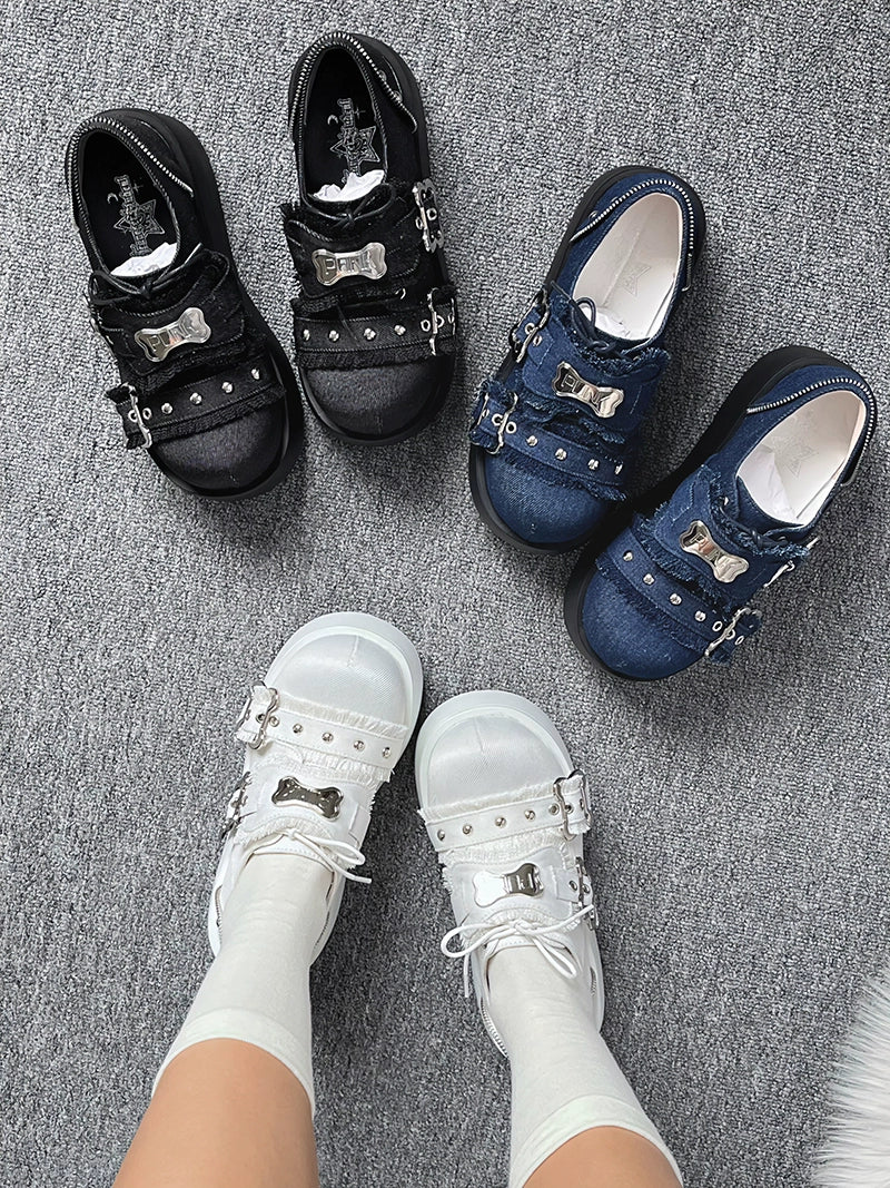 Y2K Punk Shoes Platform Shoes Slip-on Cowhide Shoes 29722:368416