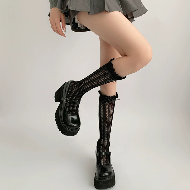 Lightweight Lolita Socks, Scrunchy Ankle/Mid-Calf 2-in-1 43226:771861