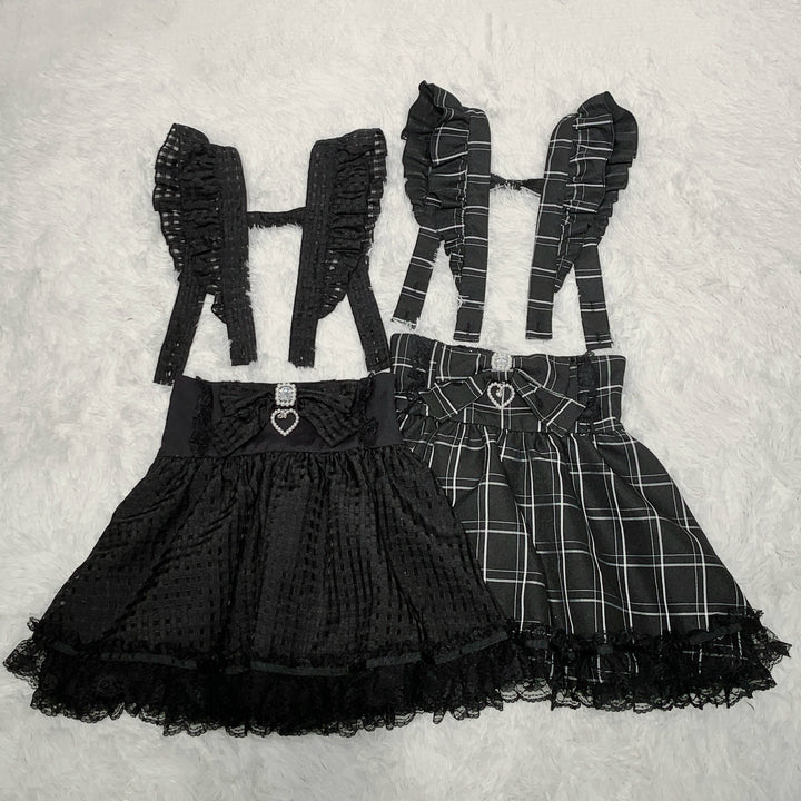 High-Waisted A-line Jirai Kei Skirt with Detachable Suspenders 42863:755768