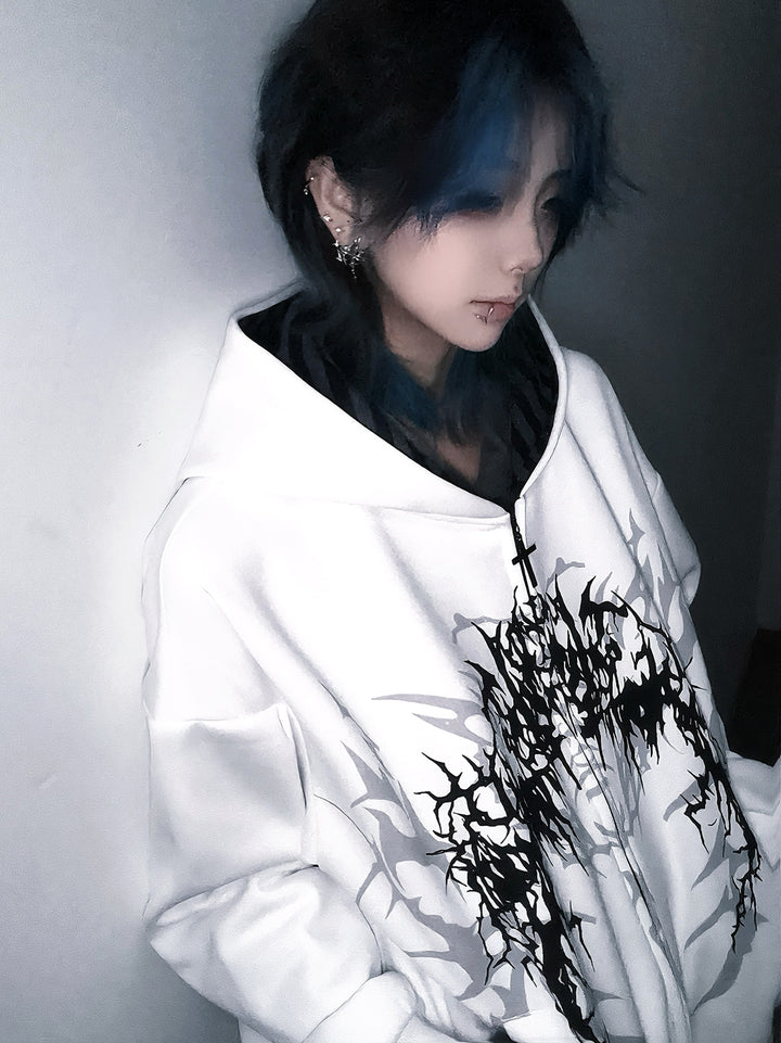 Cotton Jirai Kei Coat Gothic Punk Style with Oversized Design 42386:737998