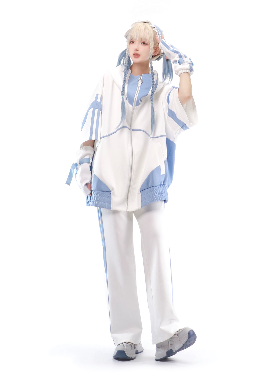 Multicolor Tenshi Kaiwai Jacket Set, Pockets, Zipper 29164:357036