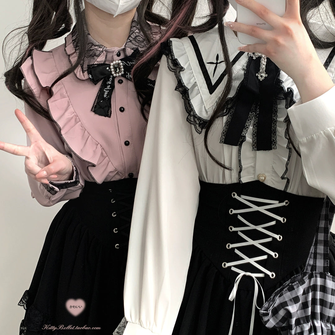 Jirai Kei Skirt High Waist Skirt Lace Up Skirt 36776:540140
