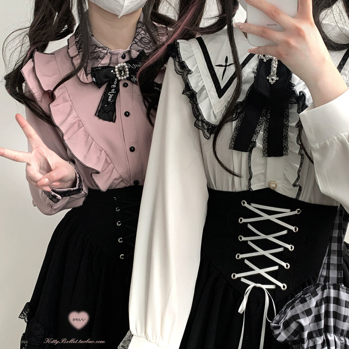 Jirai Kei Skirt High Waist Skirt Lace Up Skirt 36776:540140
