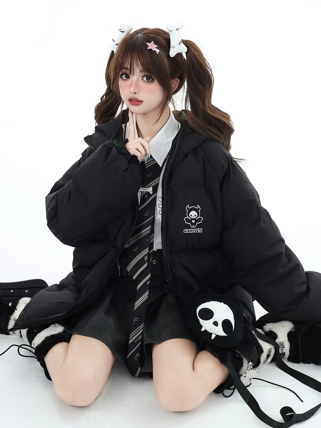 Plus Size Yami Kawaii Coat Winter Black Jacket Cotton Coat 39554:637044