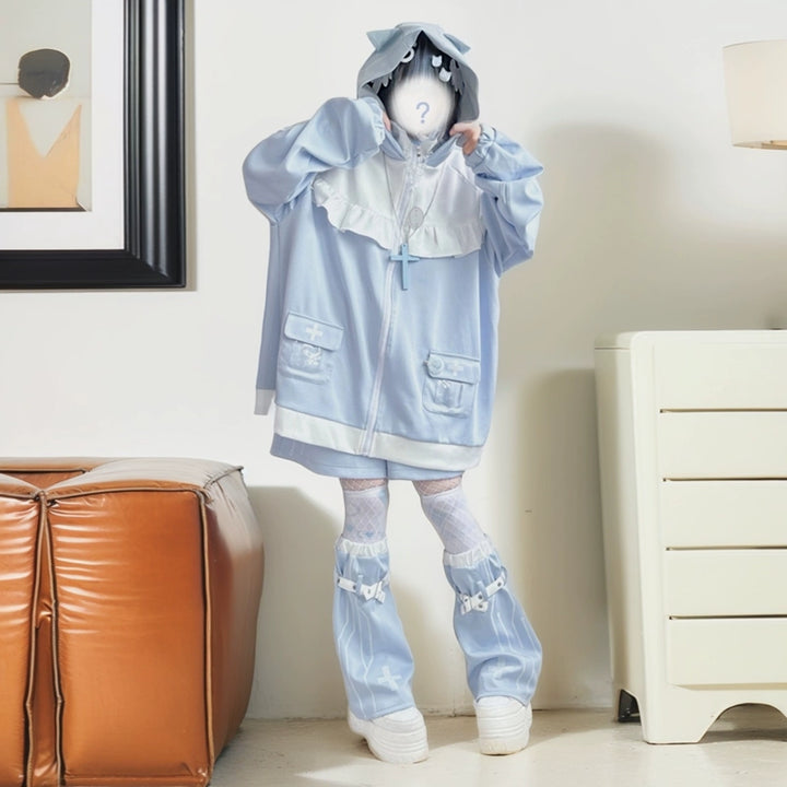 Tenshi Kaiwai Cat Ears Jacket With Ruffle And Pocket & Shorts Multicolor 39092:615398