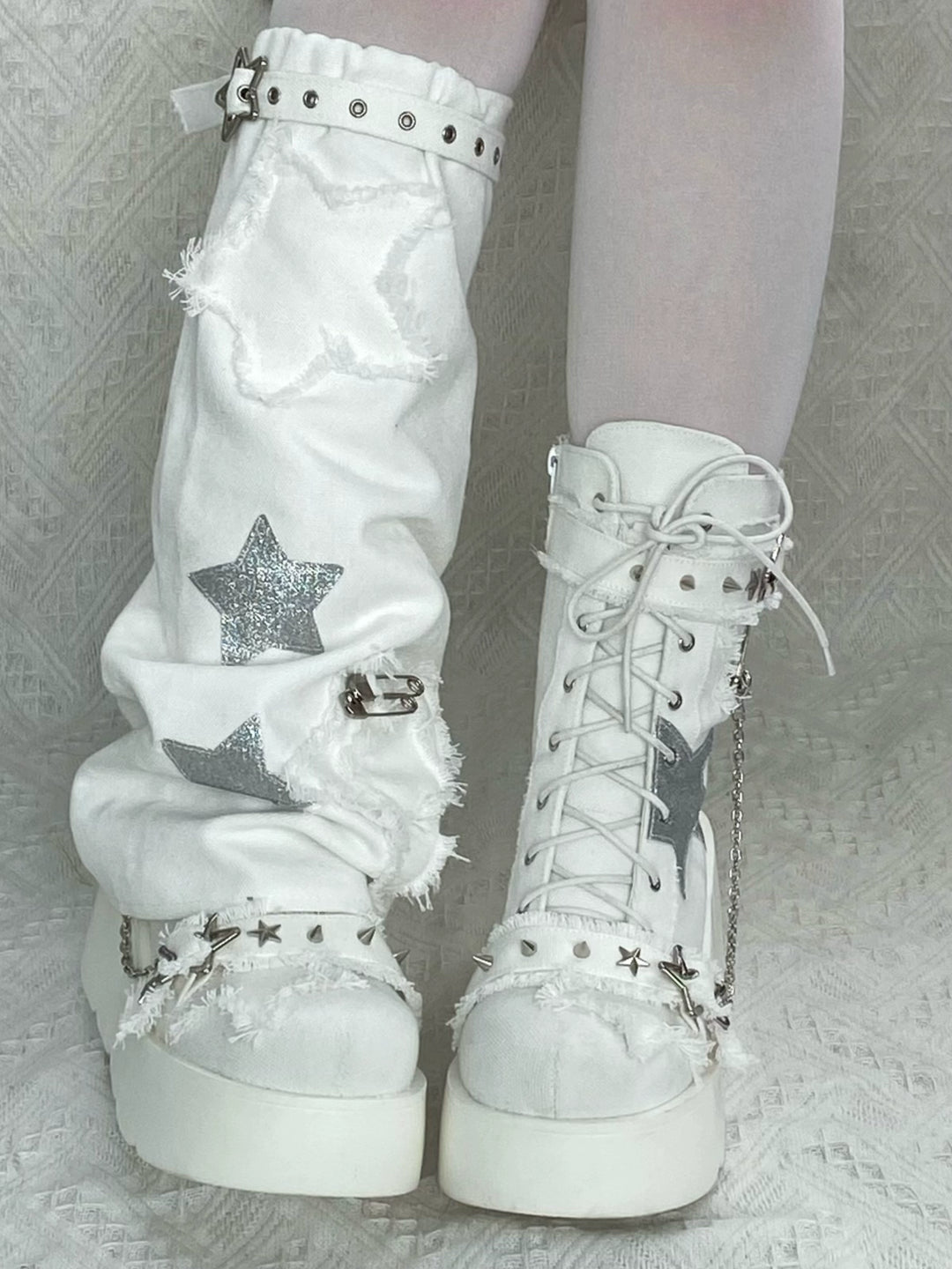 Y2K Platform Shoes Gyaru Fashion Boots Canvas Combat Boots 35060:487914