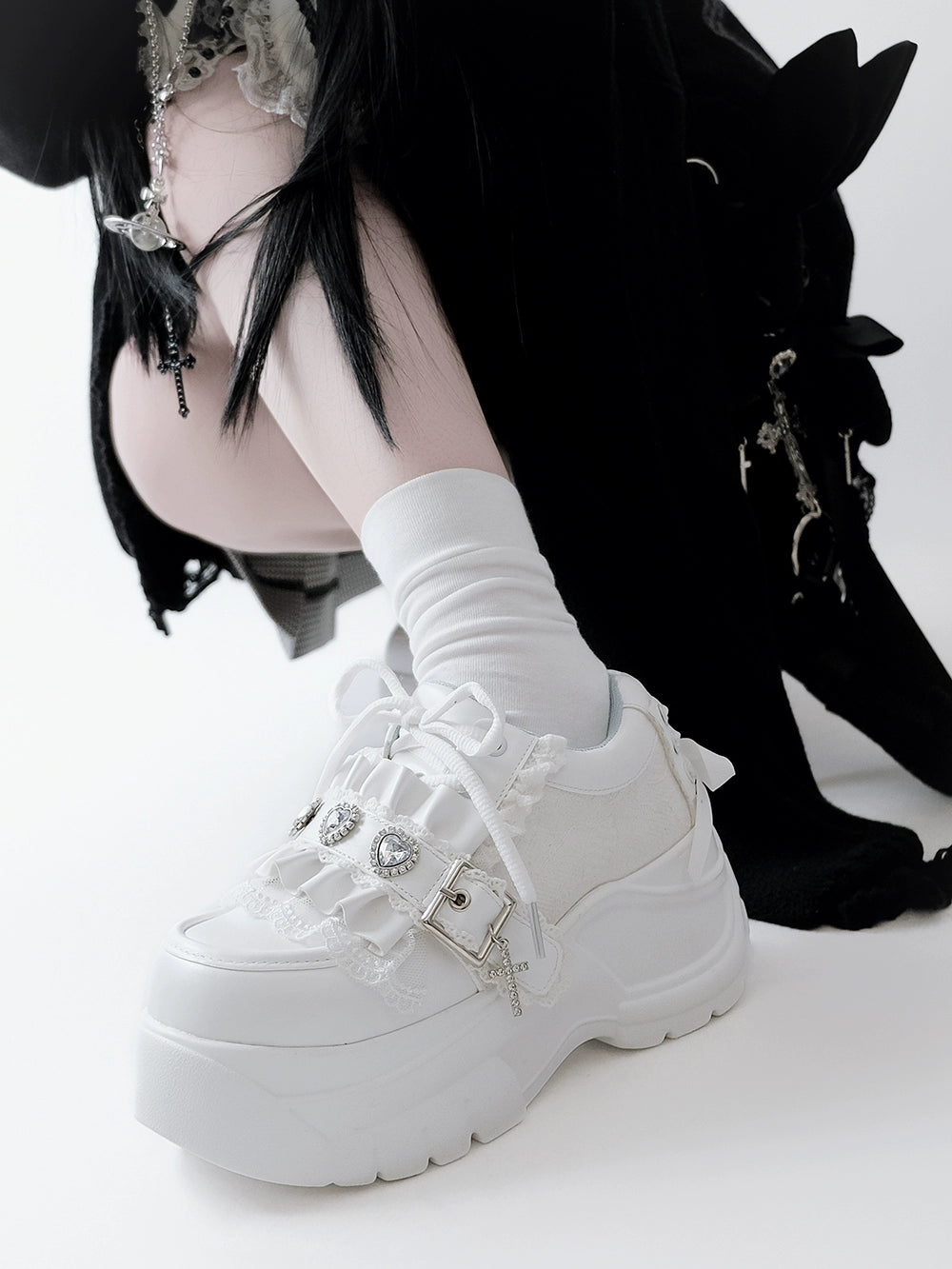 Subculture Platform Shoes, Heart-shaped Rhinestone 43619:781192