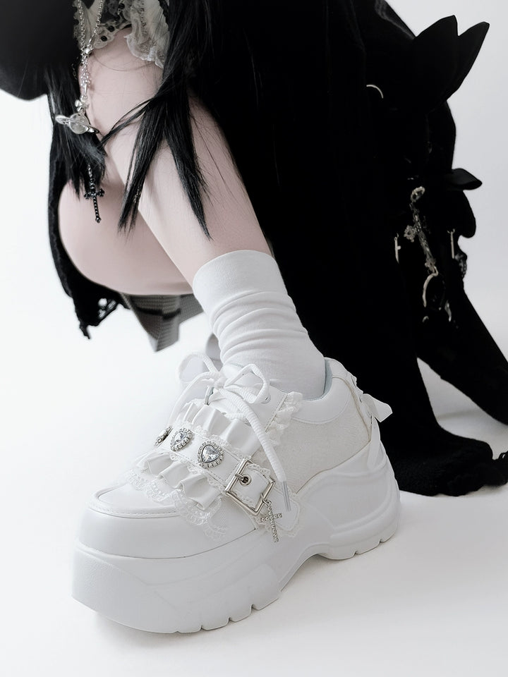 Subculture Platform Shoes, Heart-shaped Rhinestone 43619:781192