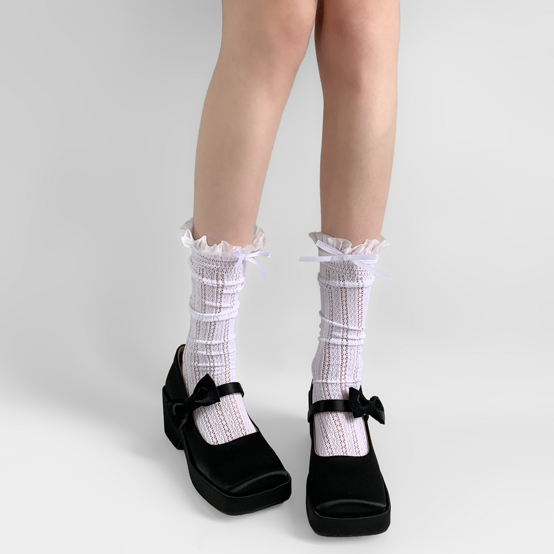 Lightweight Lolita Socks, Scrunchy Ankle/Mid-Calf 2-in-1 43226:771872