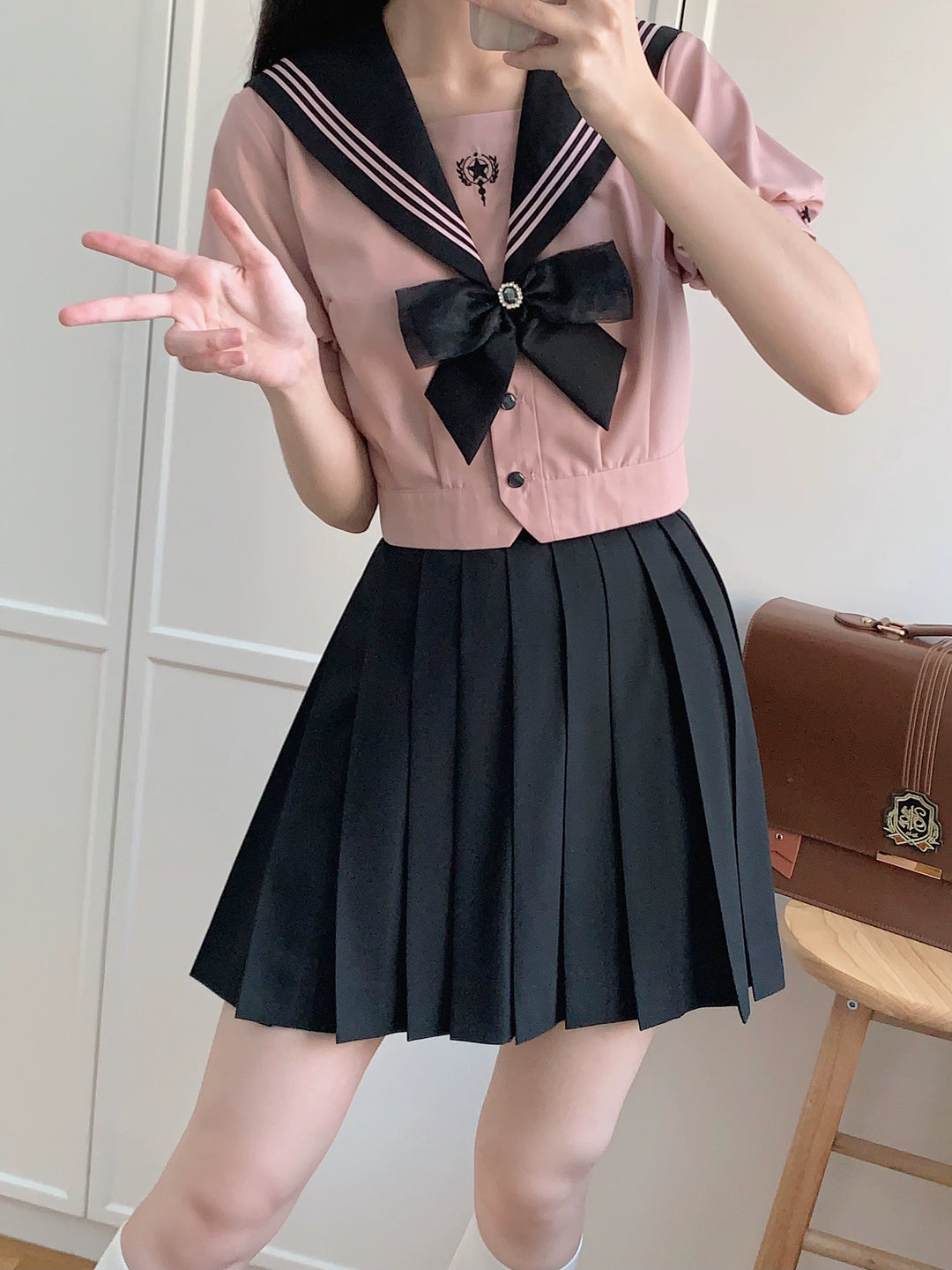 JK Uniform Sailor Collar Shirt & Skirt In Different Lengths (L M S XL XS XXL) 42564:745162