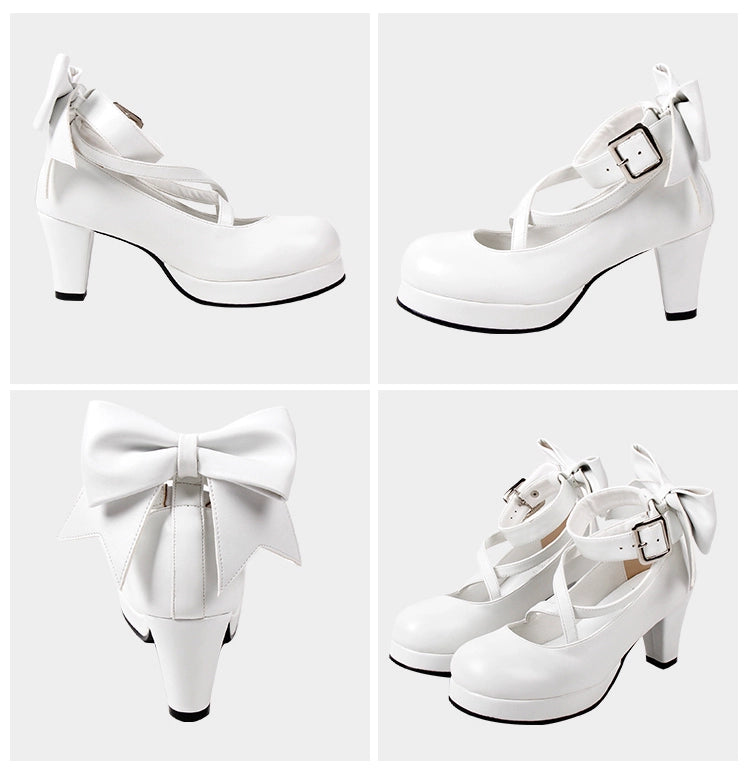 Lolita Shoes High Heel Shoes With Round Toe And Bow Ties Multicolor 31646:369006 31646:369006