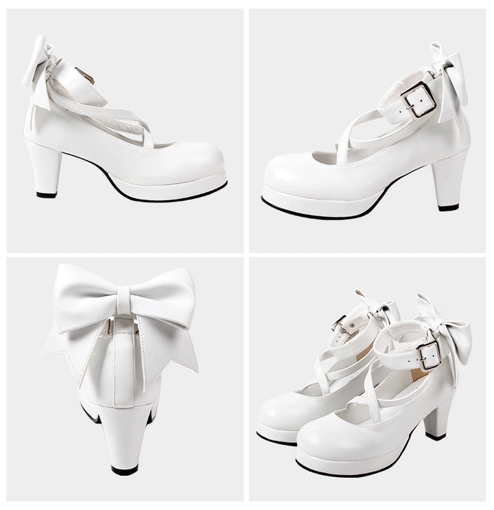 Lolita Shoes High Heel Shoes With Round Toe And Bow Ties Multicolor 31646:369006 31646:369006