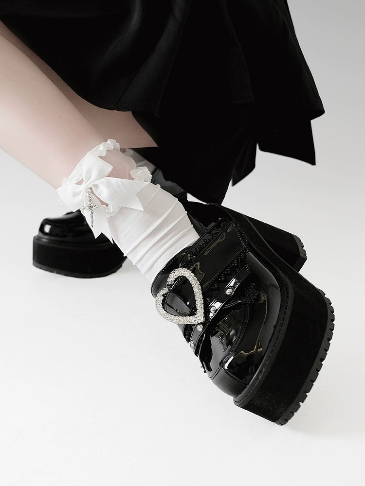 Jirai Kei Platform Shoes Ryousangata High Heels Loafer Shoes 40098:655908