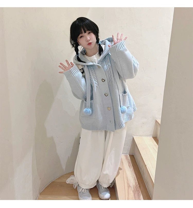 Kawaii Oversized Cardigan Sweater Coat Multicolor 22652:345666