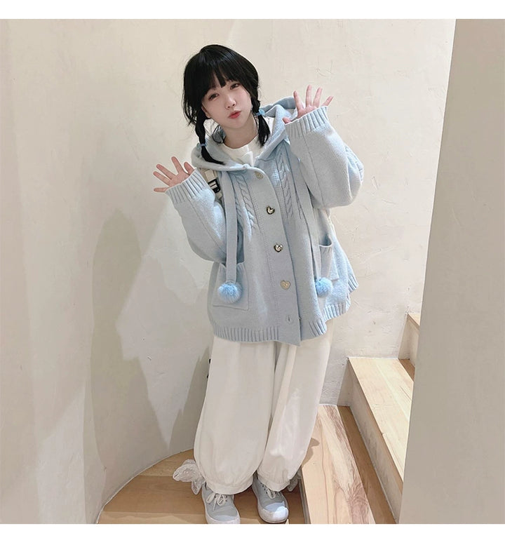 Kawaii Oversized Cardigan Sweater Coat Multicolor 22652:345666