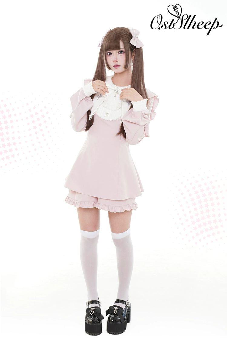 Jirai Kei Dress Puritan Collar Angel Wing Long-sleeved Dress 39868:643198