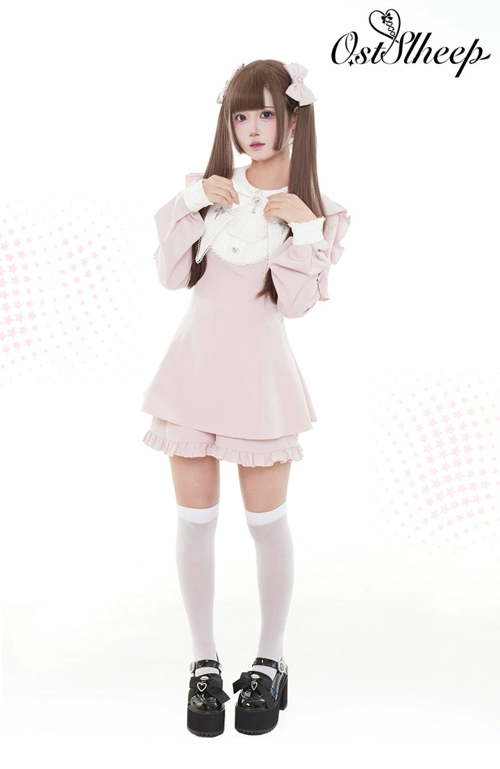 Jirai Kei Dress Puritan Collar Angel Wing Long-sleeved Dress 39868:643198
