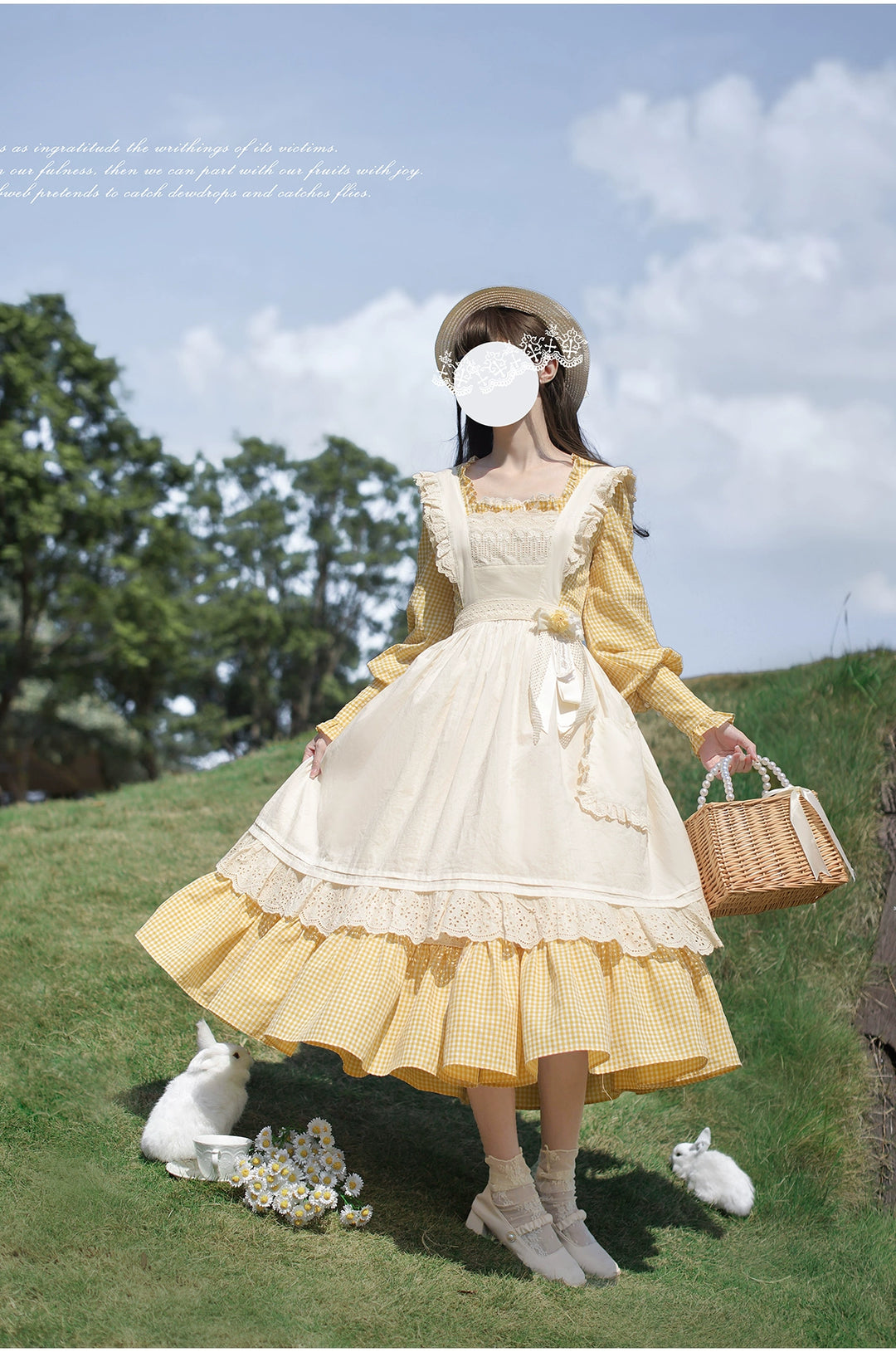 Country Lolita Dress Set Short/Long-Sleeved OP and Cotton Over-Skirt 42815:754220
