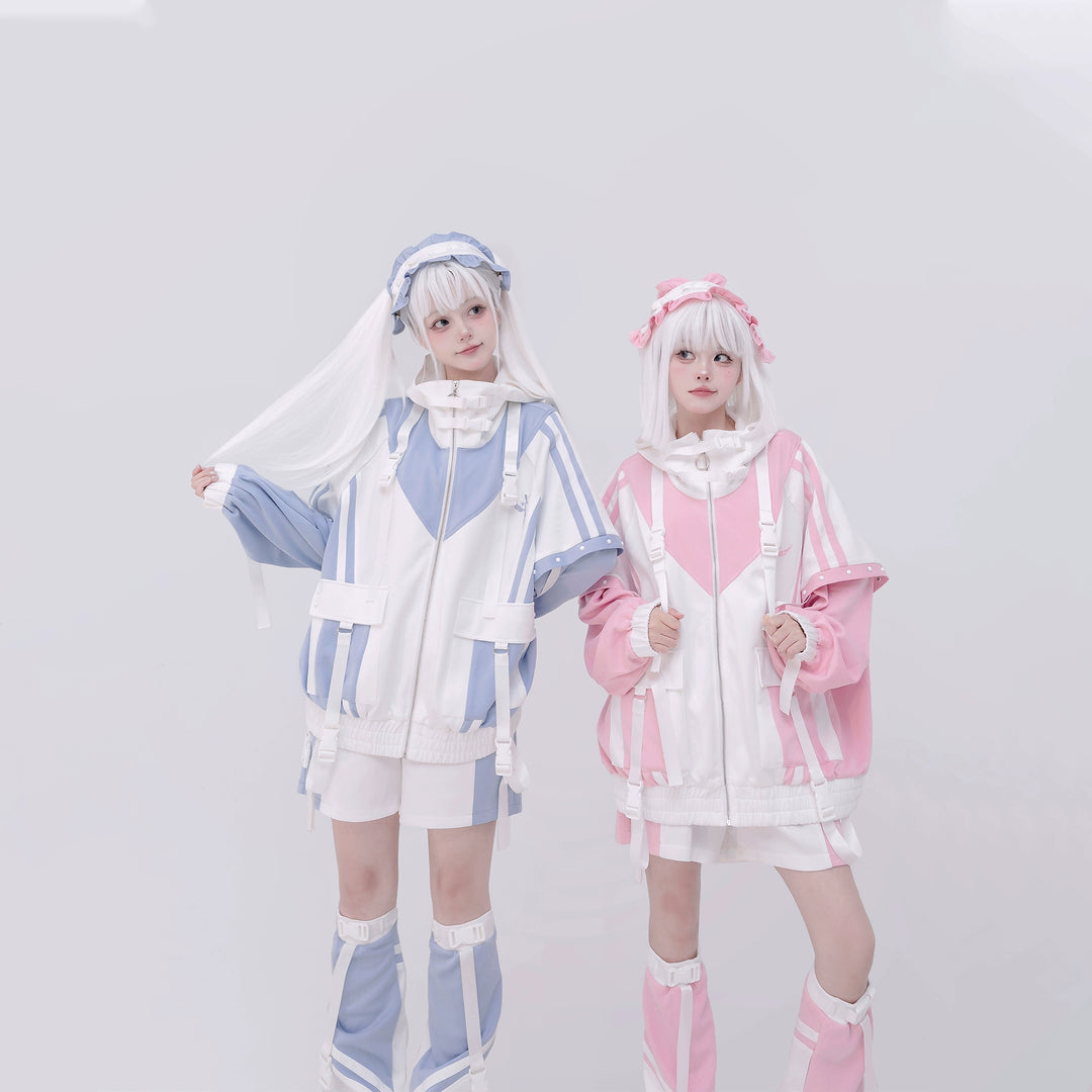 Plus Size Tenshi Kaiwai Coat Set Multicolor Sporty Outfits 40332:658372