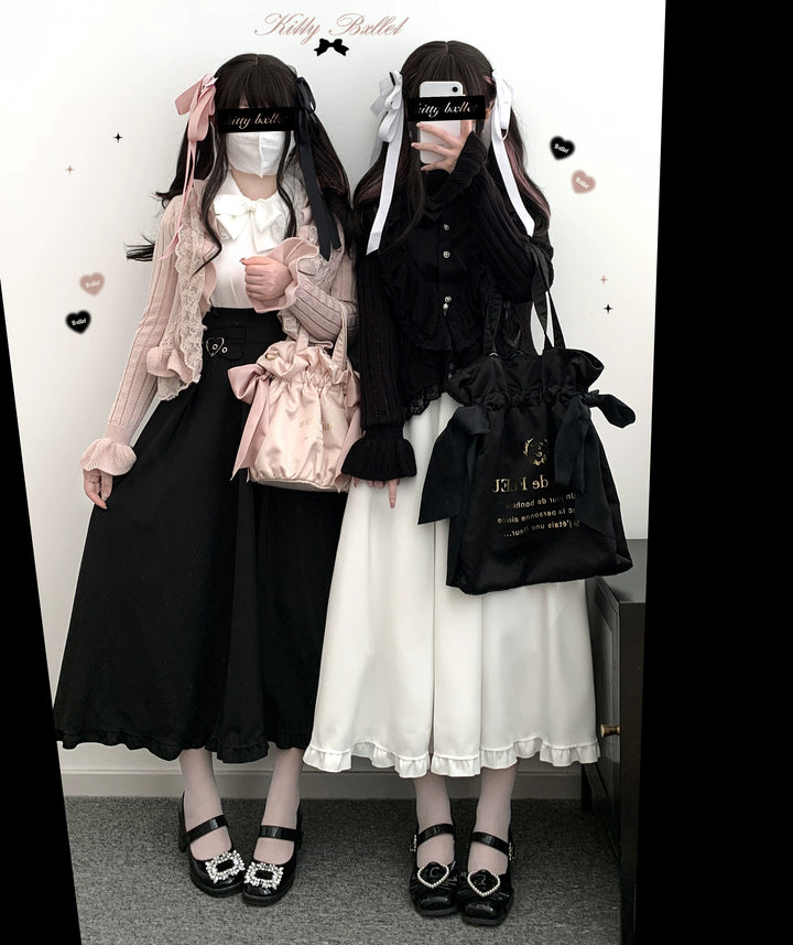 Long Jirai Kei Skirt With Lace Up And Heart-shaped Adjustable Buckle 39638:633578