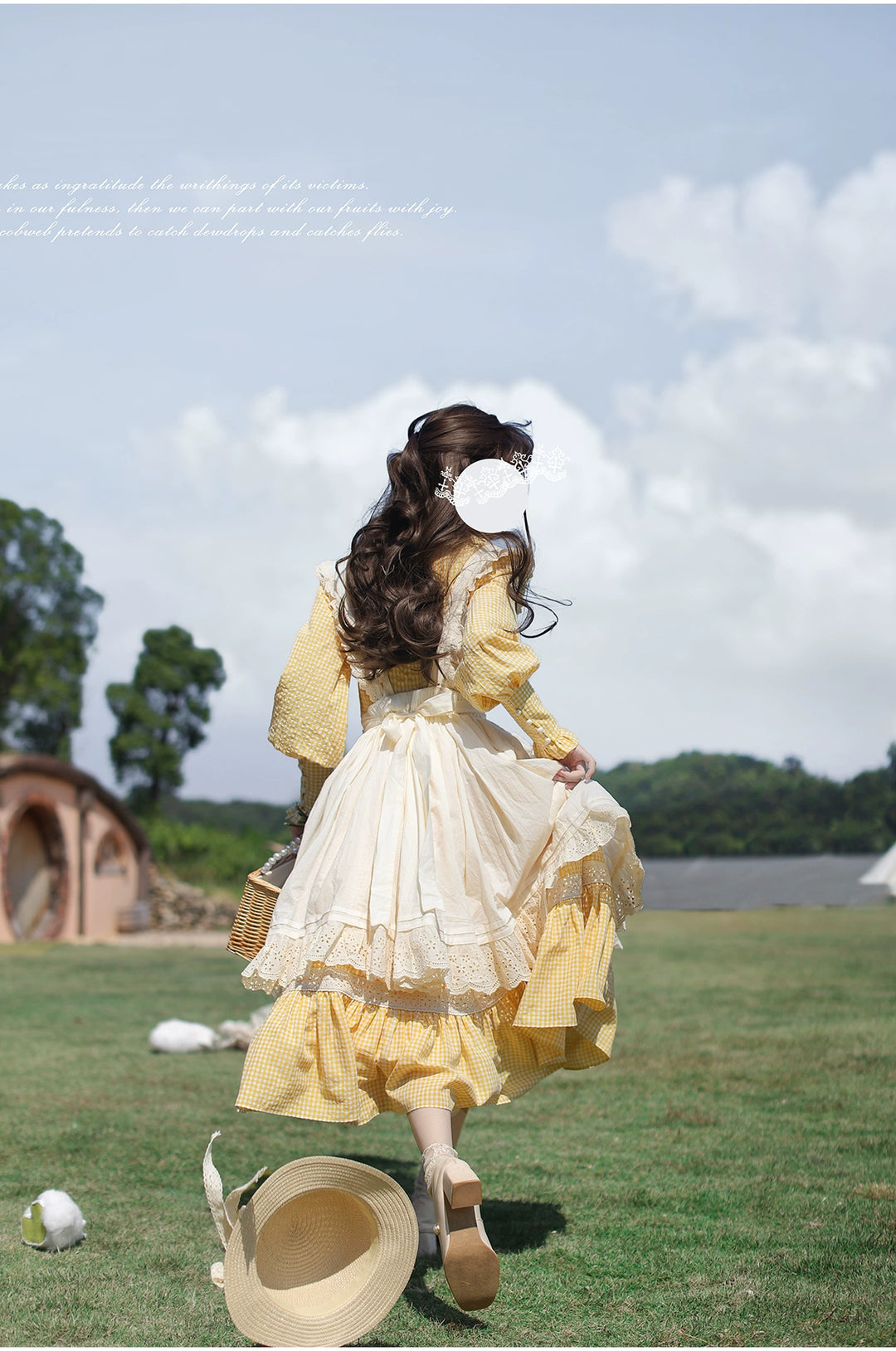 Country Lolita Dress Set Short/Long-Sleeved OP and Cotton Over-Skirt 42815:754215