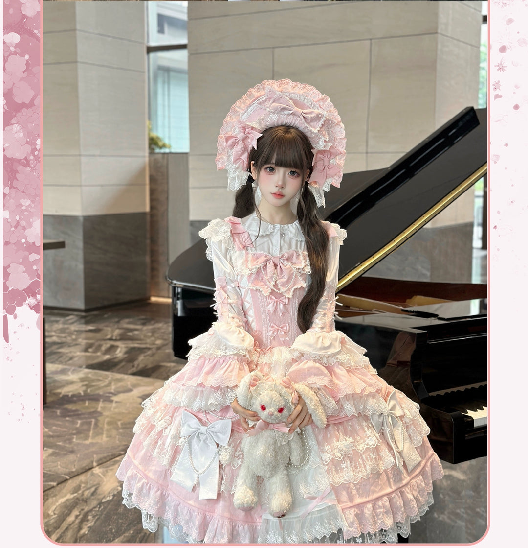 Vintage Lolita Dress Pink Doll-like Dress Princess Sleeve Blouse BNT 41170:697850