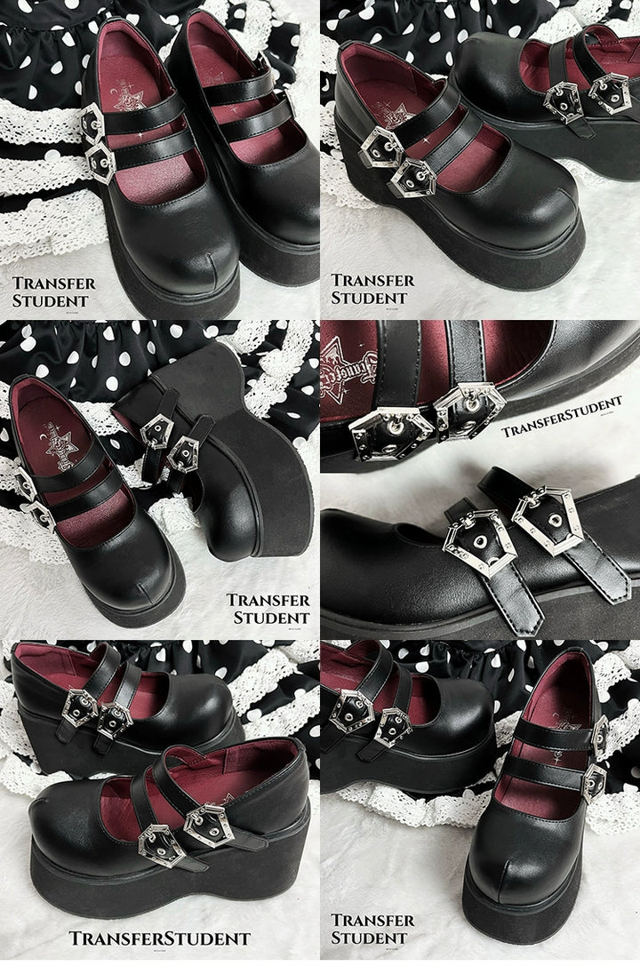 Black Red Platform Shoes Mary Jane Shoes 29728:367906