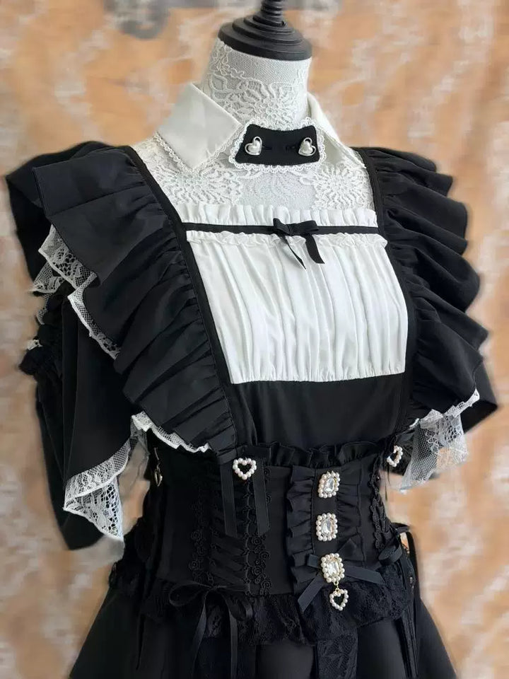 Jirai Kei Open-Shoulder Blouse, Detachable Collar 45844:865685