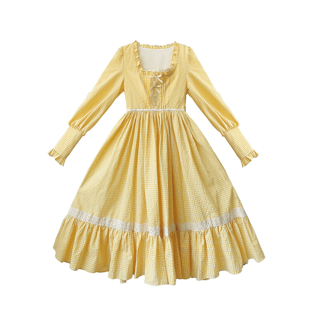 Country Lolita Dress Set Short/Long-Sleeved OP and Cotton Over-Skirt (L M S XL) 42815:754194