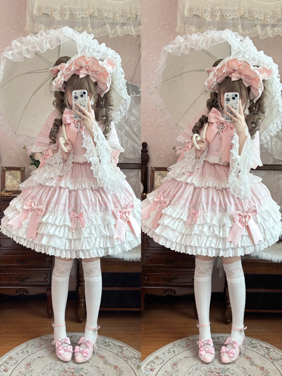 Princess Lolita Wedge Shoes with Open Heart Hollow Heel 42709:752878