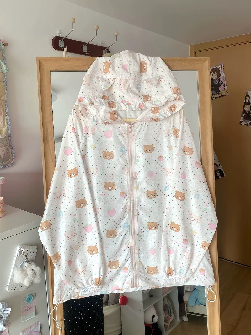 Kawaii Hooded Sunscreen Jacket with Cat Ears & Animal Prints (L M S XL XXL) 42905:759069