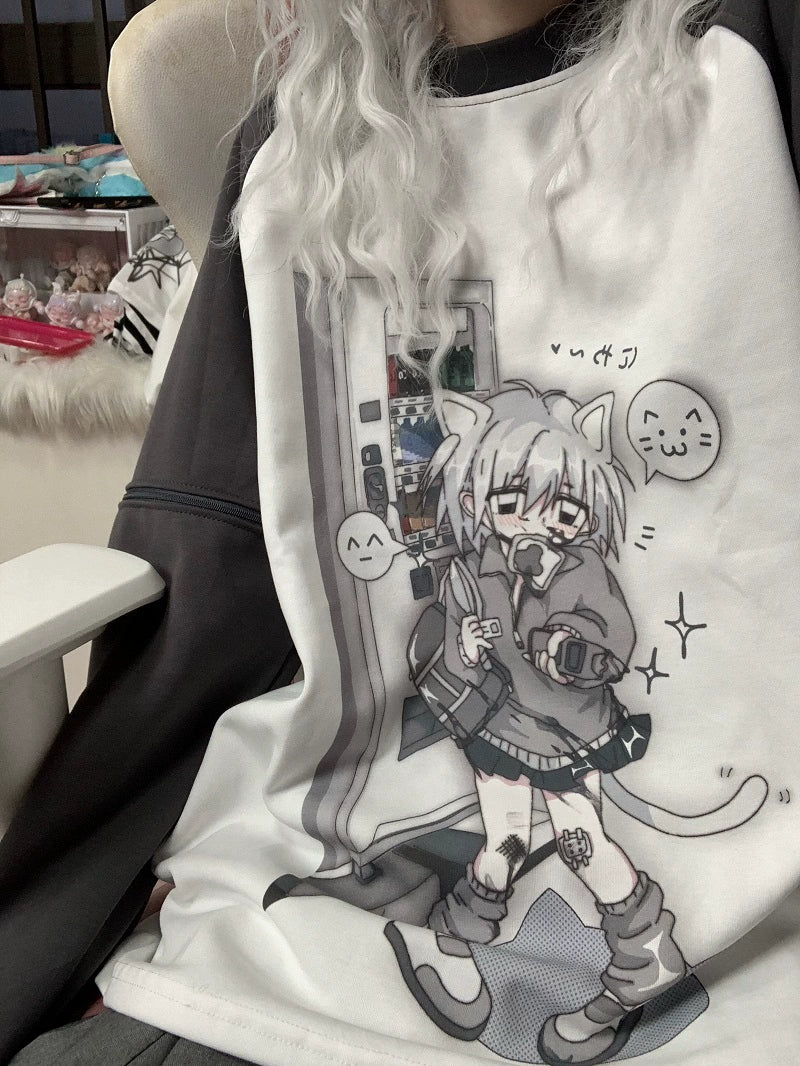 Tenshi Kaiwai Dark Grey Sky Blue Detachable Sleeves T-shirts 29182:337082