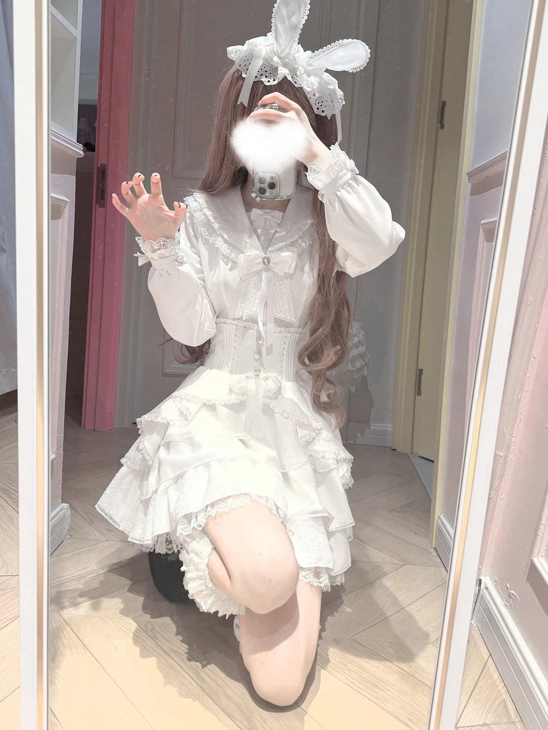 Ryousangata White Blouse, High-Waist Skirt, Winter Cape 44753:821928