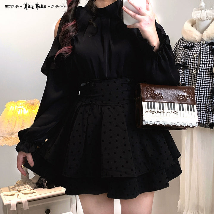 Seiso Kei Solid Open-shoulder Blouse, Loose Fit 44001:792116