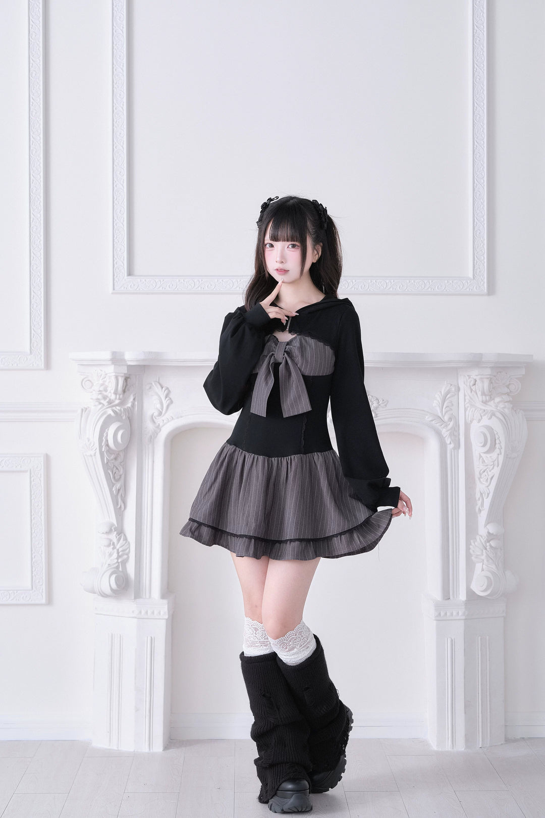 Jirai Kei One-Piece Dress, Hoodie-Inspired 44816:823056