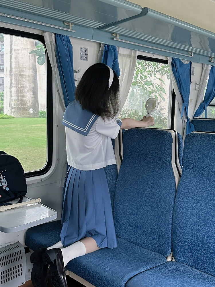 Summer JK Uniform Set, Sailor Collar Blouse, Pleated Skirt 43329:774746