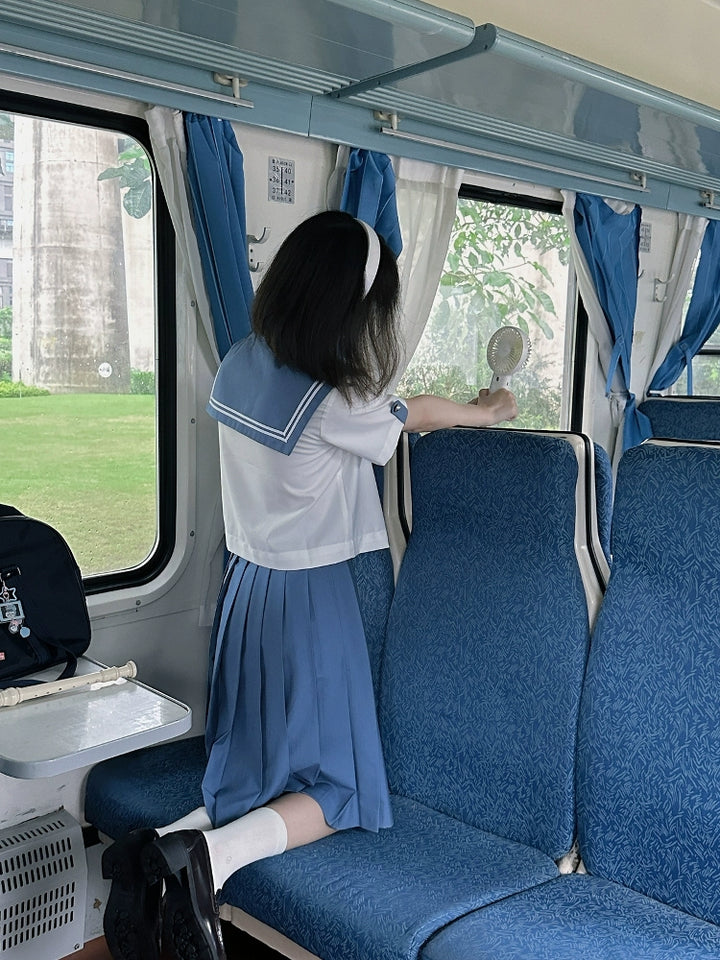 Summer JK Uniform Set, Sailor Collar Blouse, Pleated Skirt 43329:774746