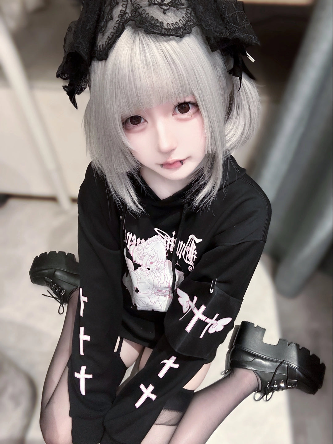 Tenshin Kaiwai Hoodie Medical Angel Print Hooded Sweatshirt 39430:627992