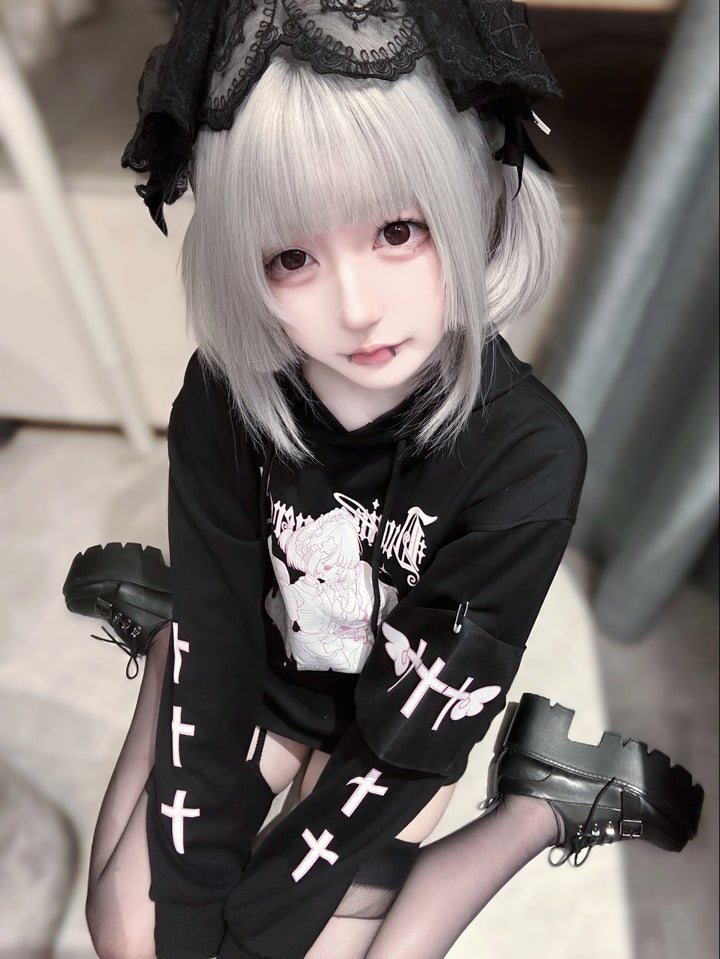 Tenshin Kaiwai Hoodie Medical Angel Print Hooded Sweatshirt 39430:627992