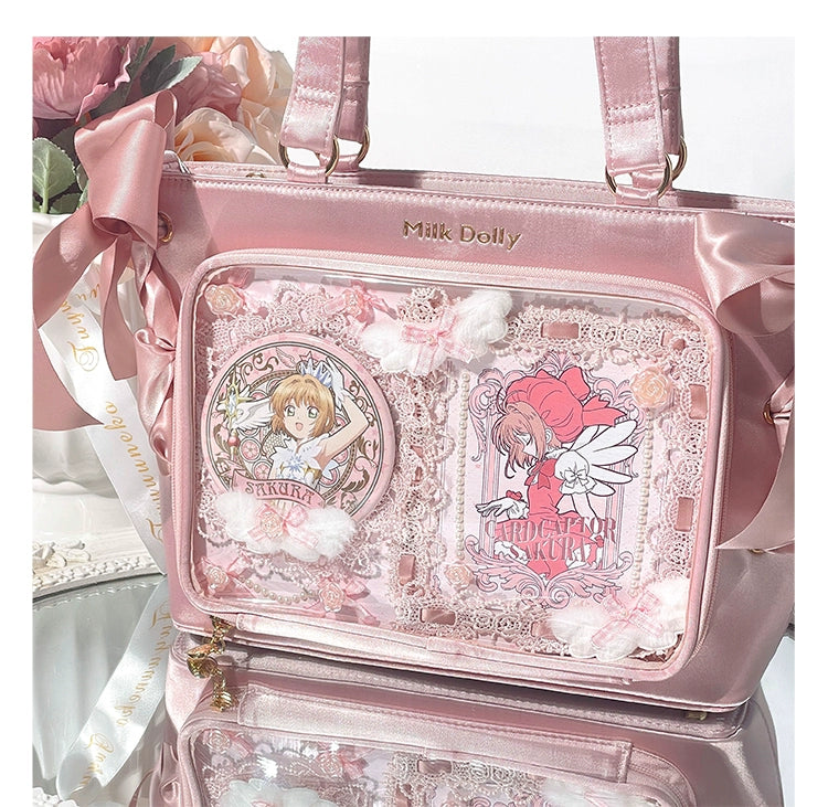 Satin Ita Bag, Clear Window & Detachable Ribbon Bow 43227:771937