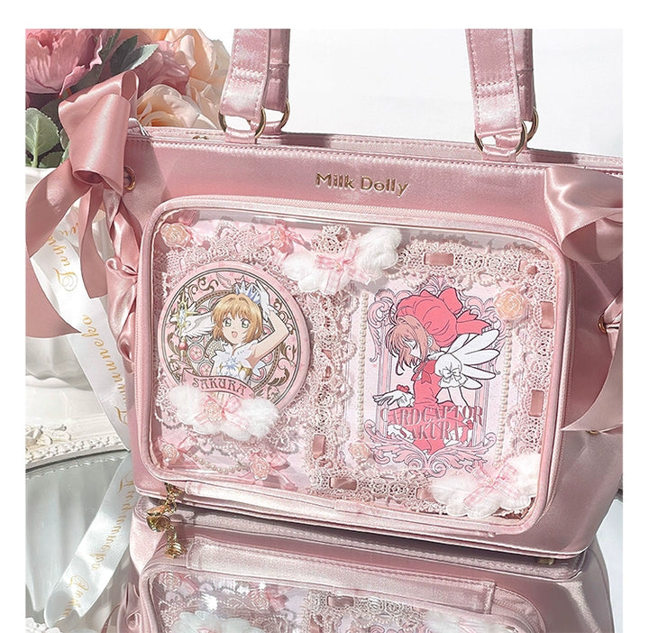 Satin Ita Bag, Clear Window & Detachable Ribbon Bow 43227:771937