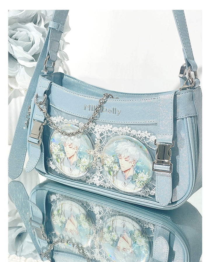 Y2K Style Ita Bag, Clear Window & Detachable Chain 43228:772303