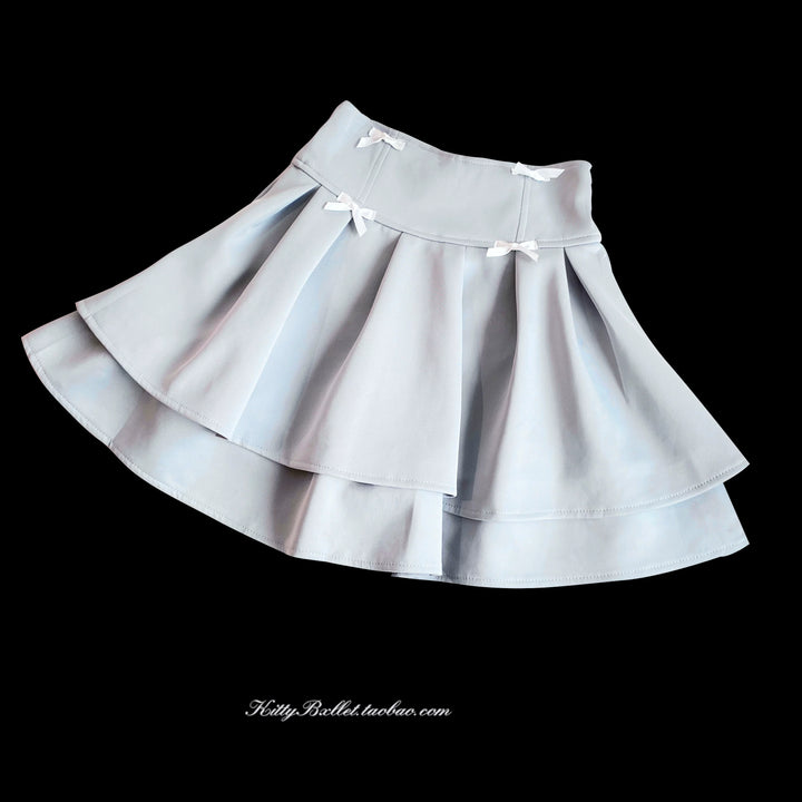 Jirai Kei Skirt Double Layer Puff Skirt with Bow 36770:799633