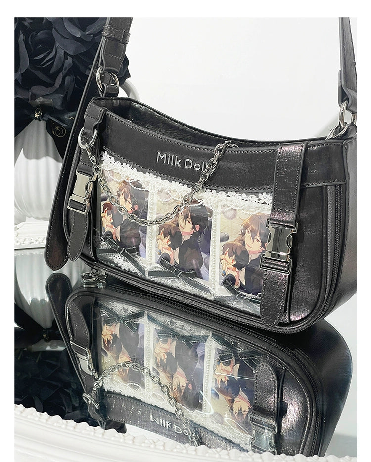 Y2K Style Ita Bag, Clear Window & Detachable Chain 43228:772308