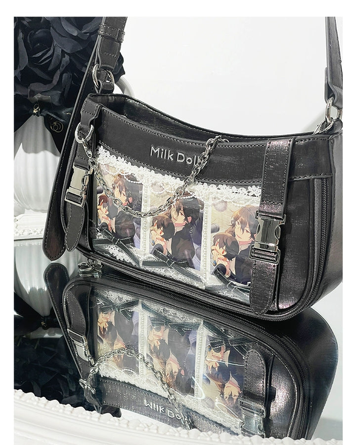 Y2K Style Ita Bag, Clear Window & Detachable Chain 43228:772308
