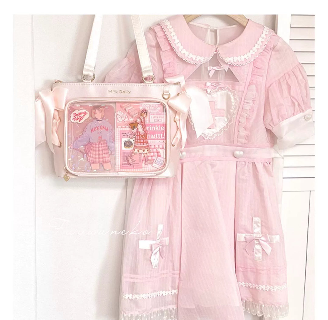 Satin Ita Bag, Clear Window & Detachable Ribbon Bow 43227:771936