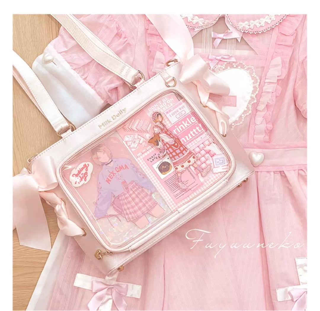 Satin Ita Bag, Clear Window & Detachable Ribbon Bow 43227:771935