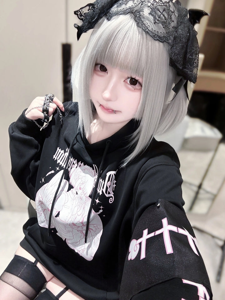 Tenshin Kaiwai Hoodie Medical Angel Print Hooded Sweatshirt 39430:627994