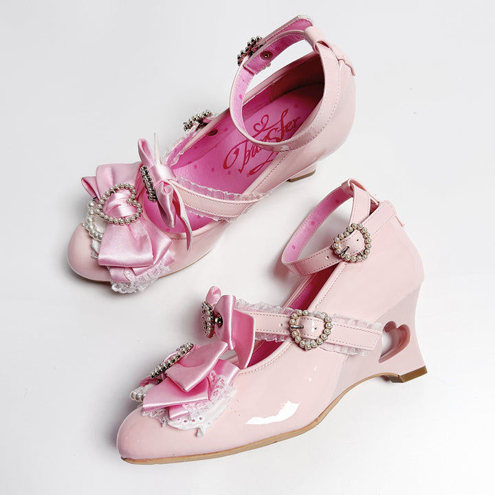 Princess Lolita Wedge Shoes with Open Heart Hollow Heel (34 35 36 37 38 39 40 41) 42709:750022