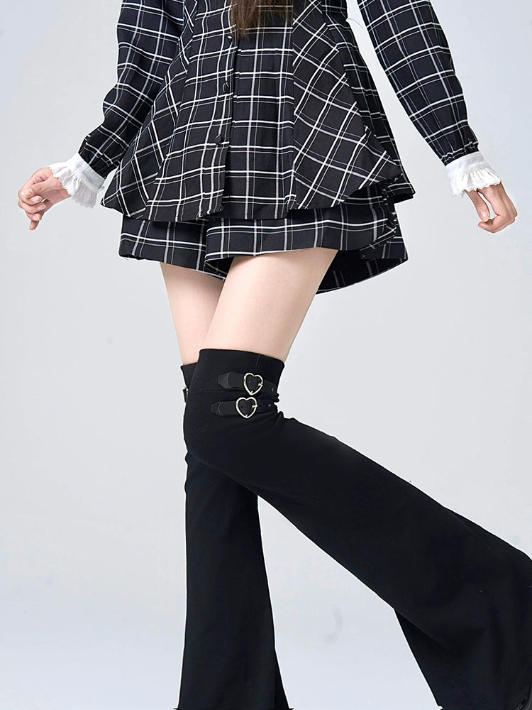 Plus Size Y2K Leg Warmers, Buckle Accent 42252:733578